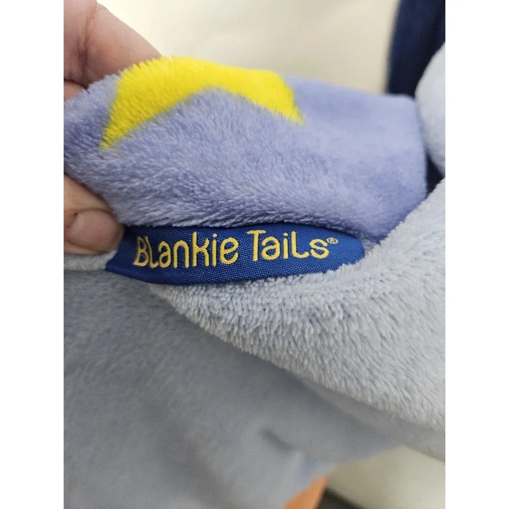 Blankie Tails Kids Rocket Ship Blanket Blue Yellow Stars‎ 100% Polyester 54